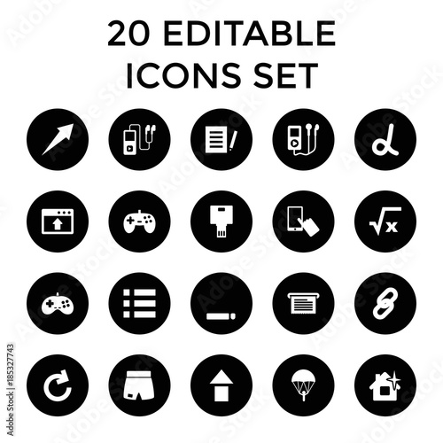 App icons. set of 20 editable filled app icons