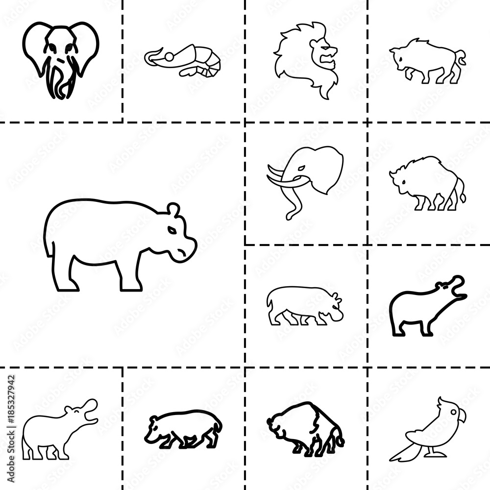 Zoo icons. set of 13 editable outline zoo icons Zoo icons. set of 13 editable outline zoo icons