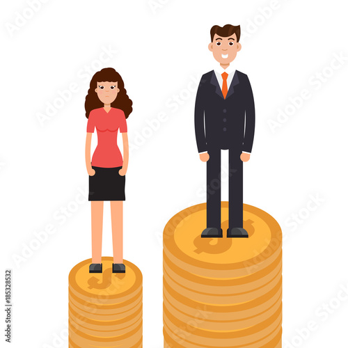  Gender gap, business difference and discrimination,  man versus woman, Inequality concept. Vector illustration..