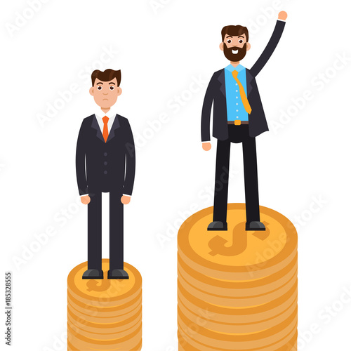 Business difference and discrimination,  man versus man, Inequality concept. Vector illustration.