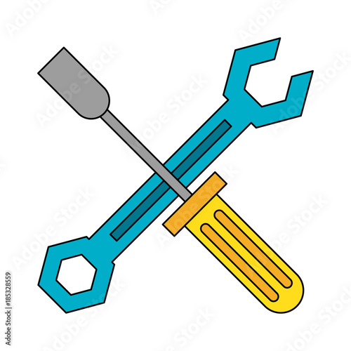 Wrench and screwdriver crossed symbol