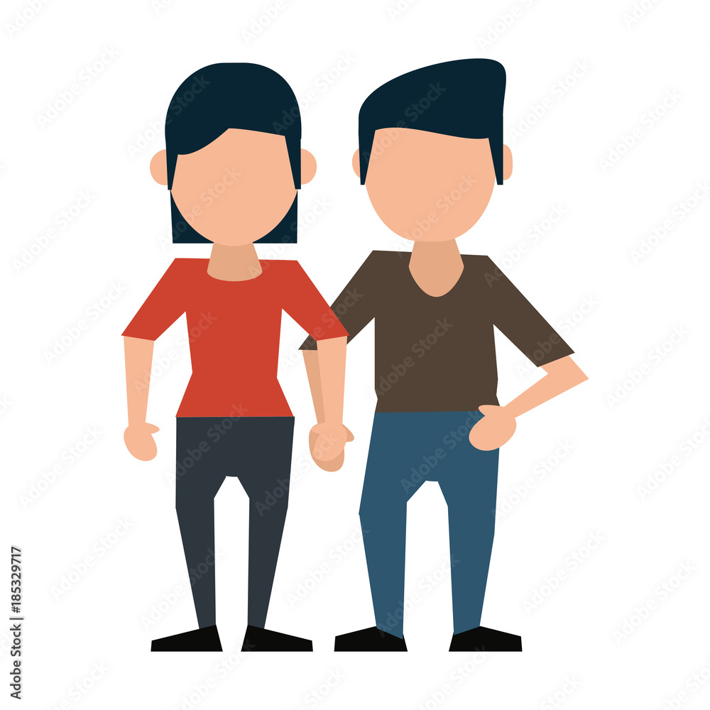 Couple faceless avatar cartoon