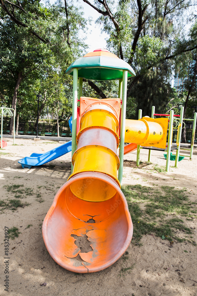 Colorful playground in city park