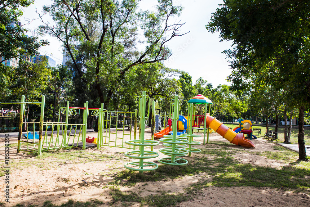 Colorful playground in city park