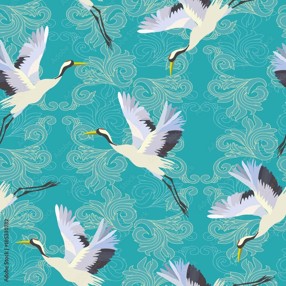 crane, pattern, vector, illustration crane, pattern, vector, illustration