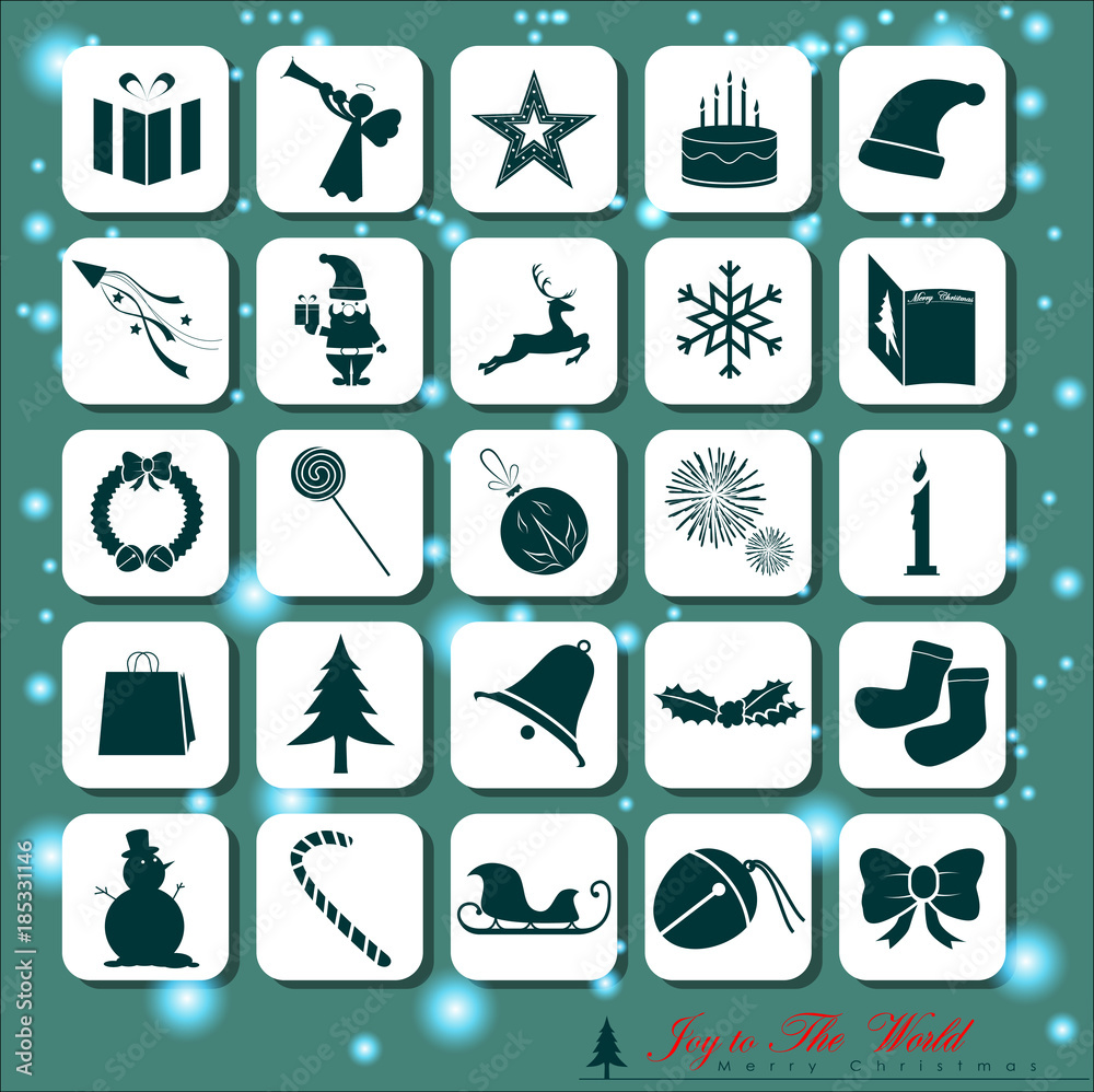 25 Abstract Christmas Icons. Vector and Illustration, EPS 10.