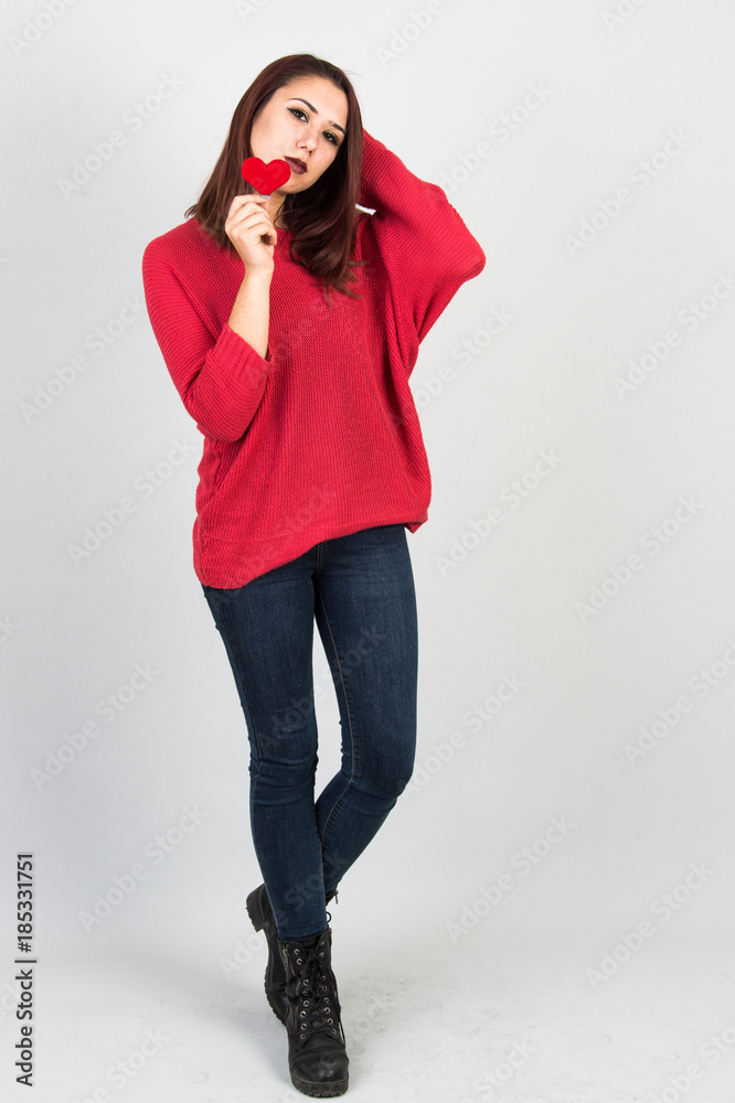 Pretty young girl working on the day of the boys