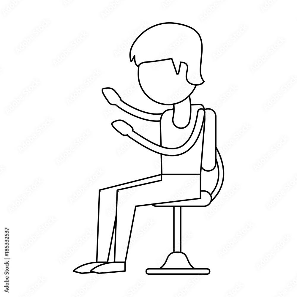 Man seated on chair cartoon icon vector illustration graphic design