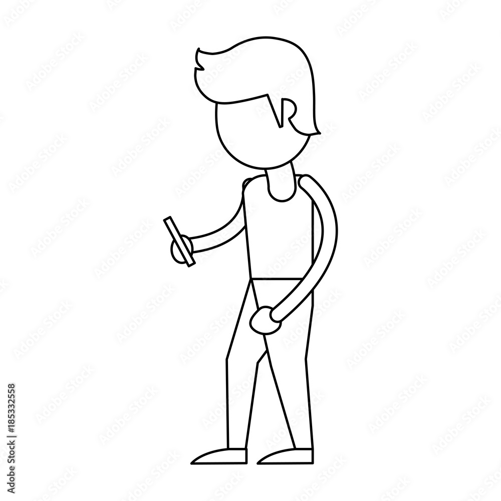 Man with smartphone cartoon icon vector illustration graphic design Man with smartphone cartoon icon vector illustration graphic design