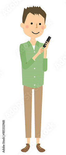 若い男性　パパ　スマートフォン