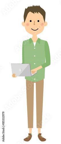 若い男性　パパ　ノートPC
