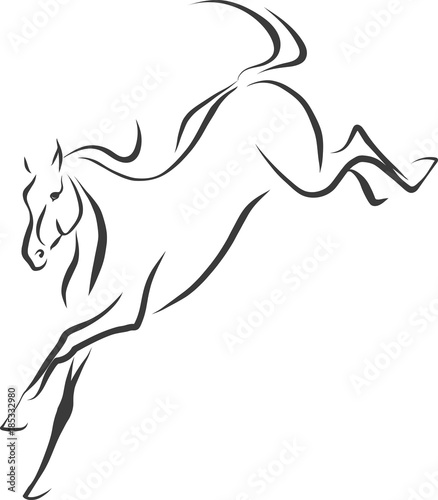 Sketch of a jumping horse.