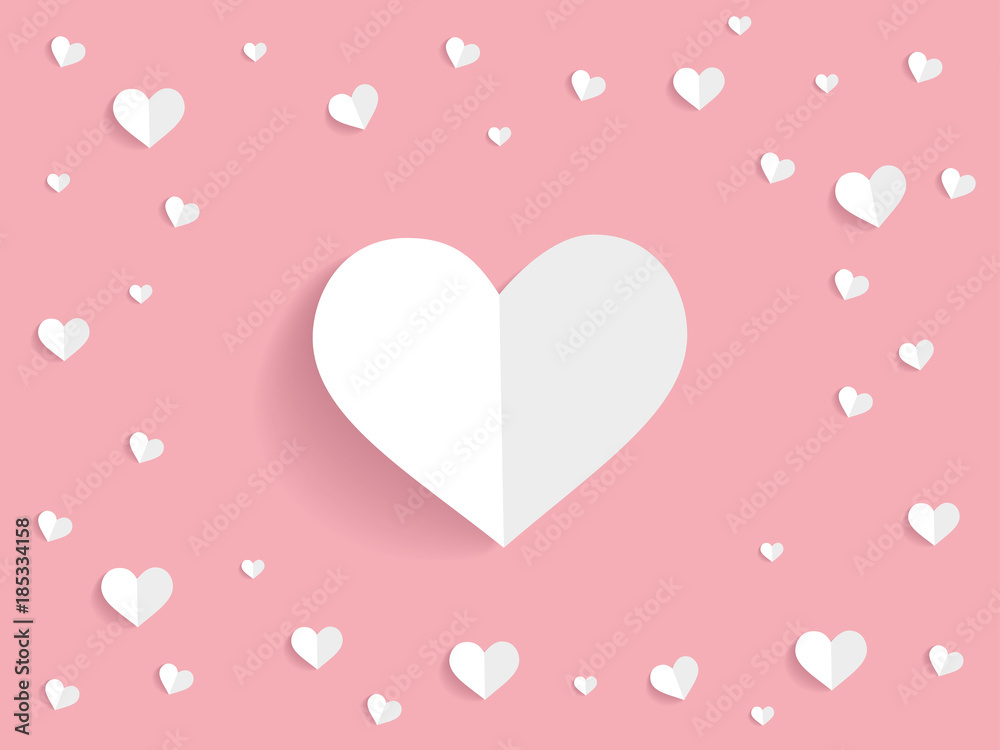 heart shape paper folded in soft pink background 