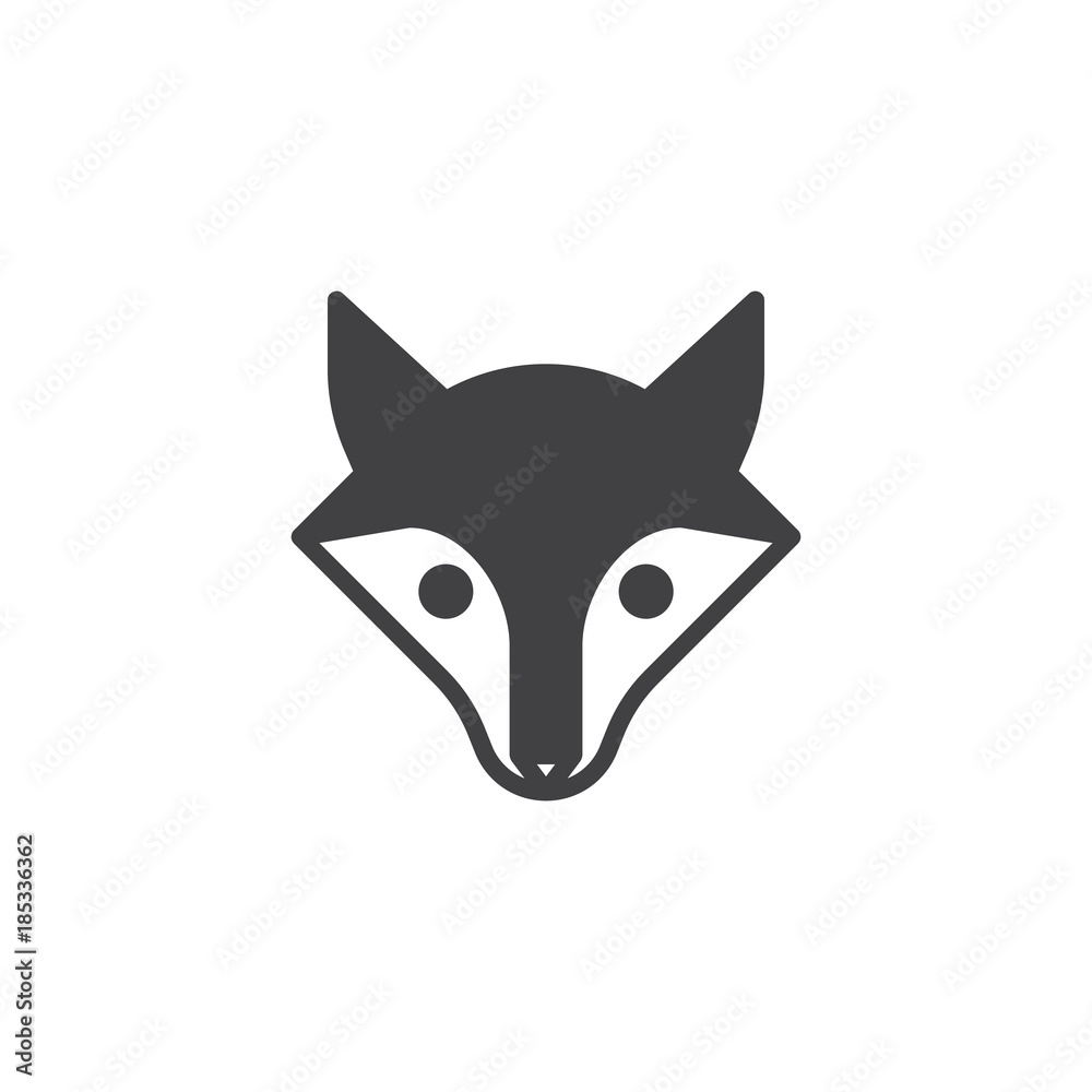 Fototapeta premium Fox head icon vector, filled flat sign, solid pictogram isolated on white. Symbol, logo illustration.
