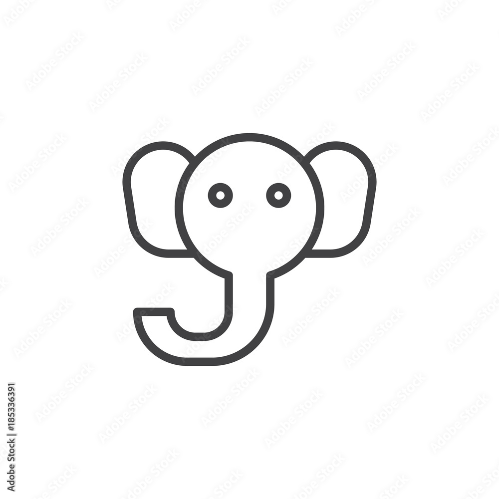Elephant head line icon, outline vector sign, linear style pictogram isolated on white. Symbol, logo illustration. Editable stroke Elephant head line icon, outline vector sign, linear style pictogram isolated on white. Symbol, logo illustration. Editable stroke