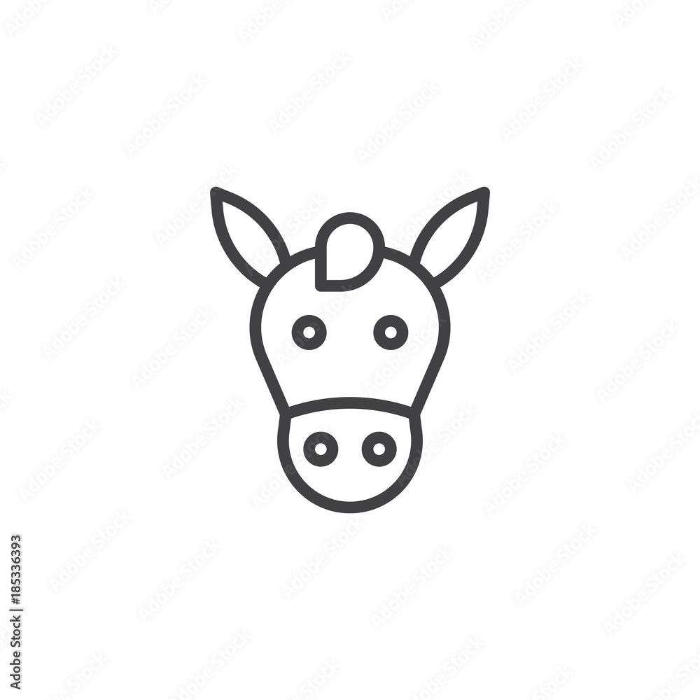 Horse head line icon, outline vector sign, linear style pictogram isolated on white. Symbol, logo illustration. Editable stroke