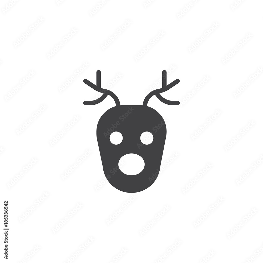 Reindeer head icon vector, filled flat sign, solid pictogram isolated on white. Symbol, logo illustration. Reindeer head icon vector, filled flat sign, solid pictogram isolated on white. Symbol, logo illustration.