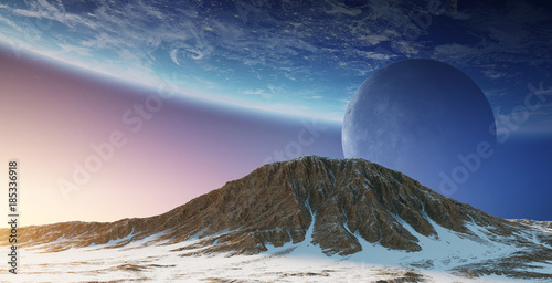 Fototapeta Naklejka Na Ścianę i Meble -  Exoplanets in space 3D rendering elements of this image furnished by NASA