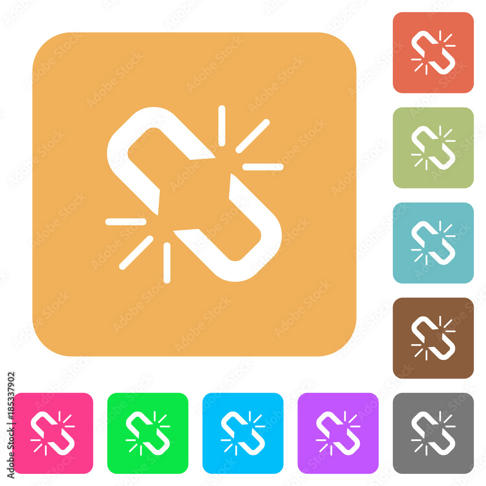 Unlink rounded square flat icons