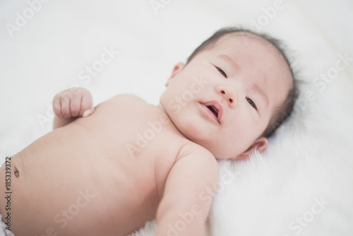 Asian beautiful newborn baby.