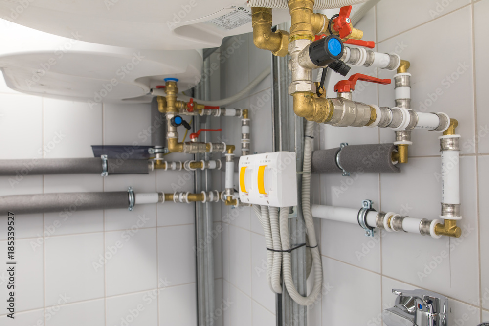 boiler for water heating, piping system boiler for water heating, piping system