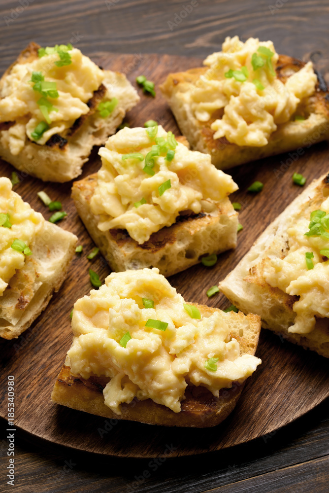 Sandwiches with scrambled eggs and green onion Sandwiches with scrambled eggs and green onion