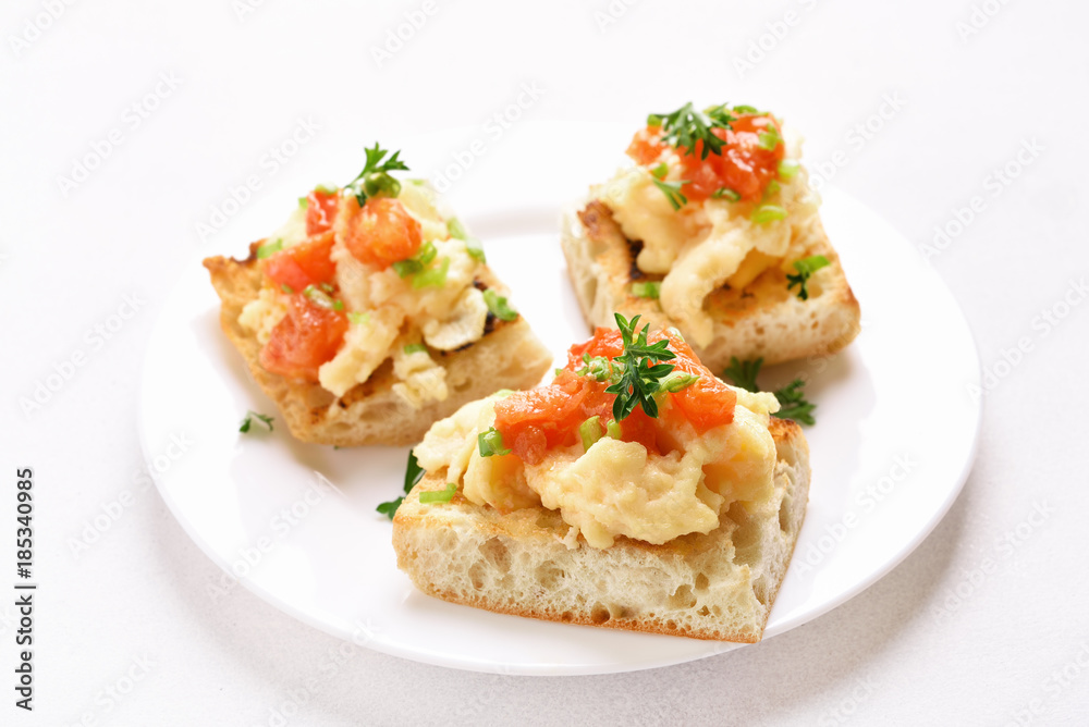 Sandwiches with scrambled eggs and vegetables. Sandwiches with scrambled eggs and vegetables.