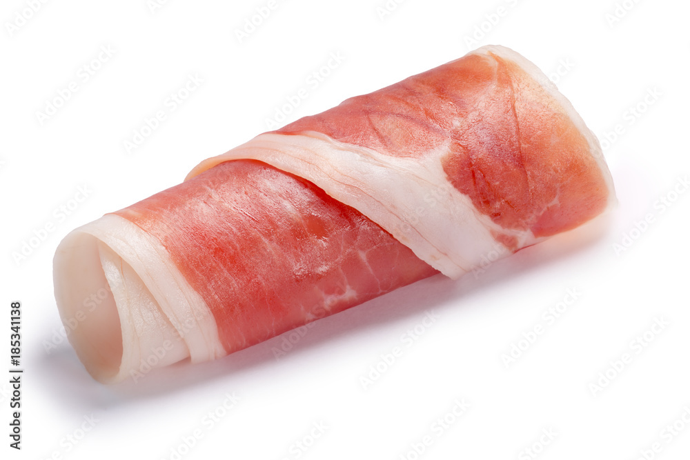 Cured meat ham jamon slice rolled up, paths