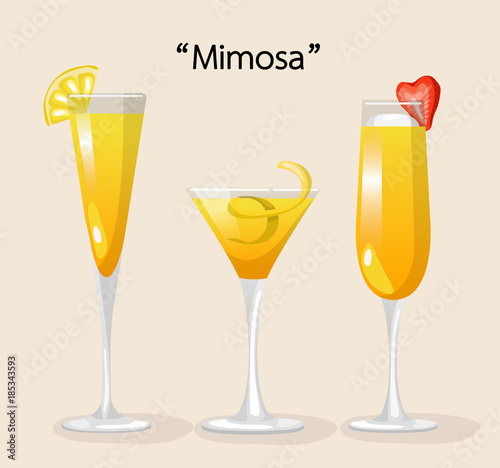 Set of Alcohol Drinks and Cocktails : Vector Illustration