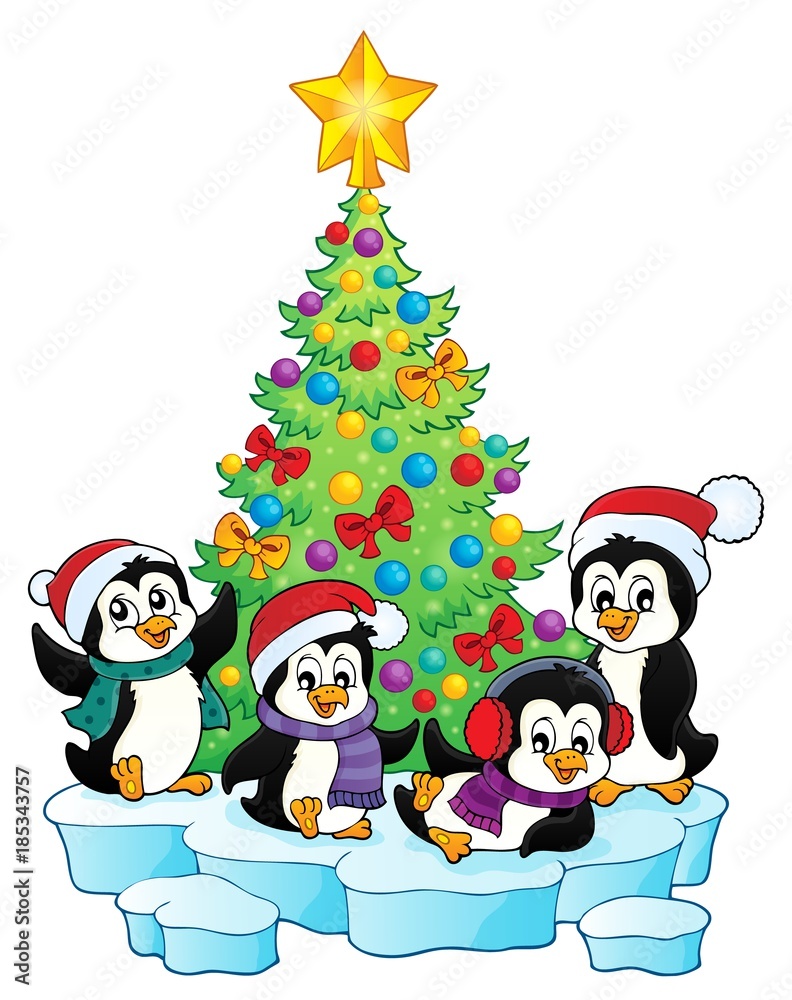Christmas tree and penguins image 1