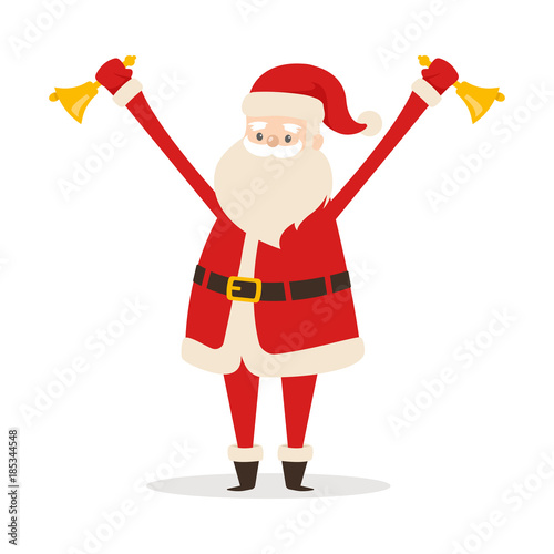 Santa with Handbells in Hands on White Backround