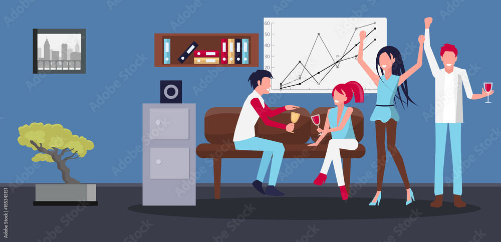 Corporate Party in Office Vector Illustration