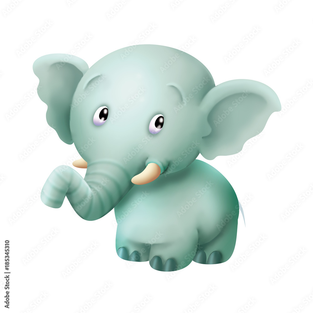 Cute standing 3D cartoon elephant, elephant, cute, animal, cartoon, 3D, baby  Stock Illustration | Adobe Stock