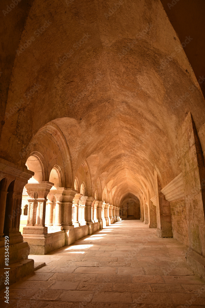 Fototapeta premium Cloître de l'abbaye cistercienne de Fontenay en Bourgogne, France