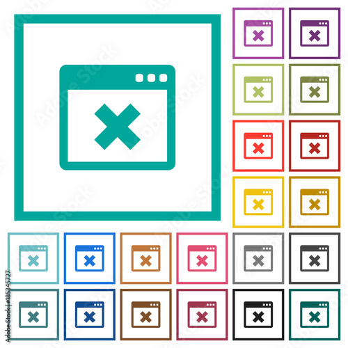 Application cancel flat color icons with quadrant frames