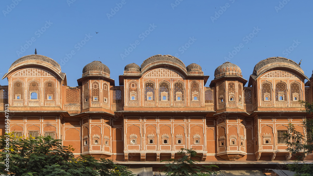 Typical architecture of the pink city of Jaipur, Rajasthan, India