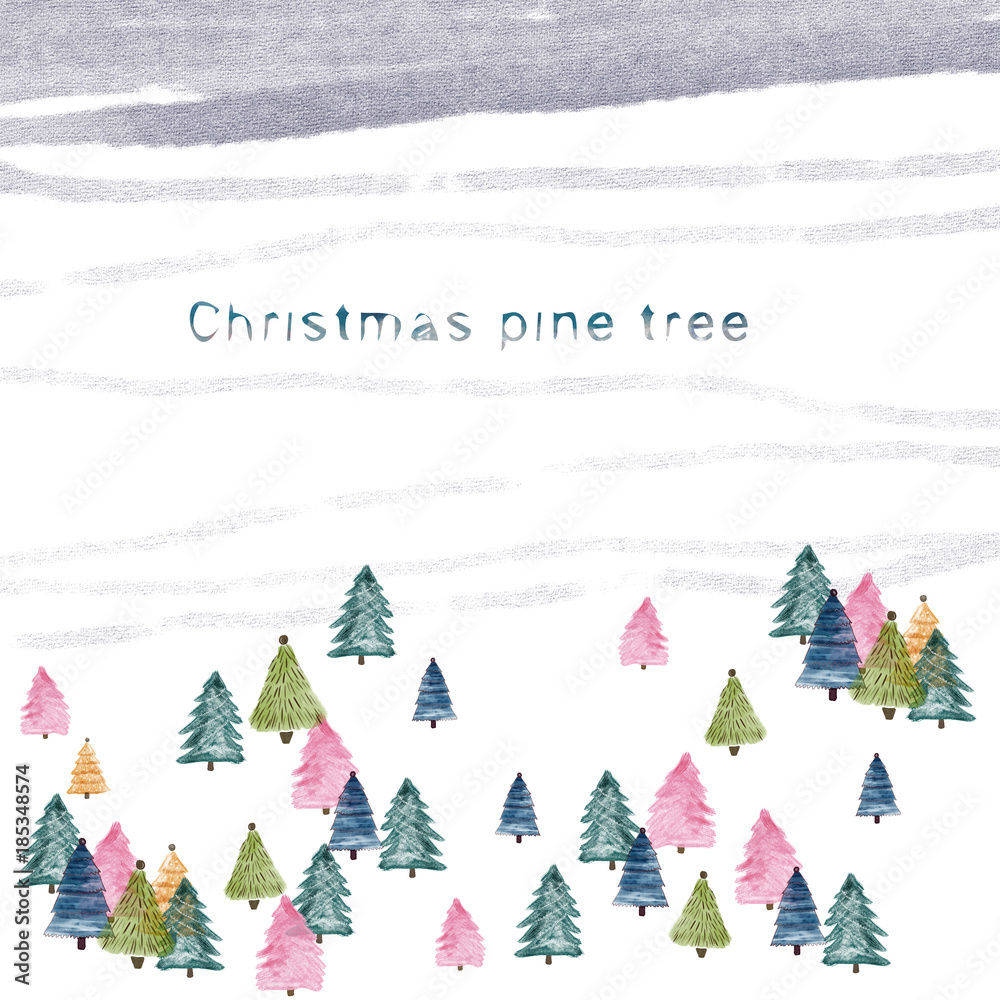 Fototapeta premium Christmas watercolor pine tree