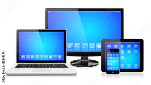 Electronic devices on a white