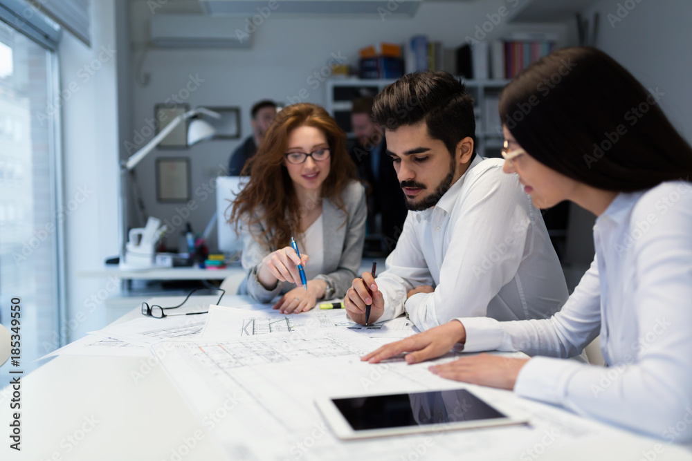 Fototapeta premium Group of architects working together on project