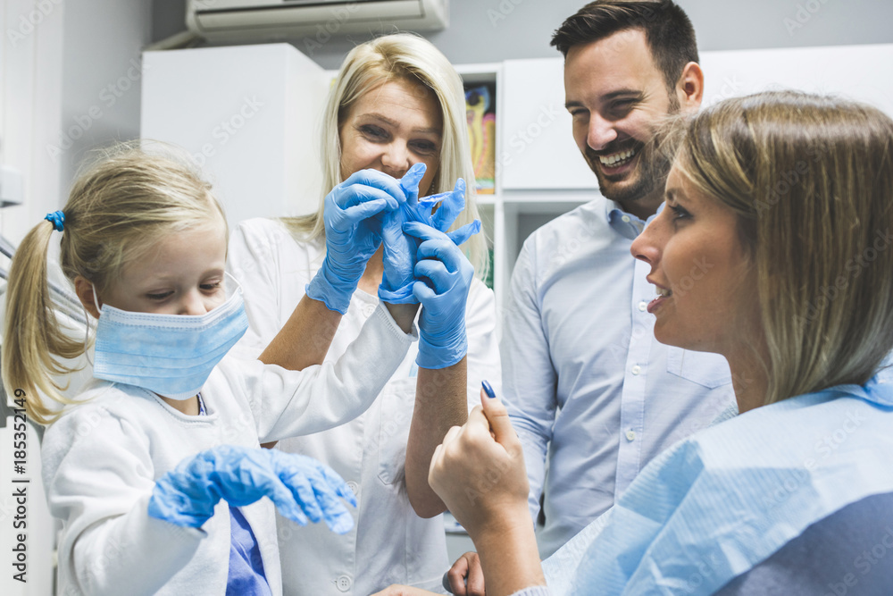 Family in dental office