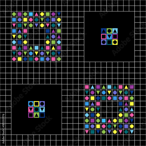 Geometric elements Vector pattern. Hipster fashion style. Pattern of repeating colored squares