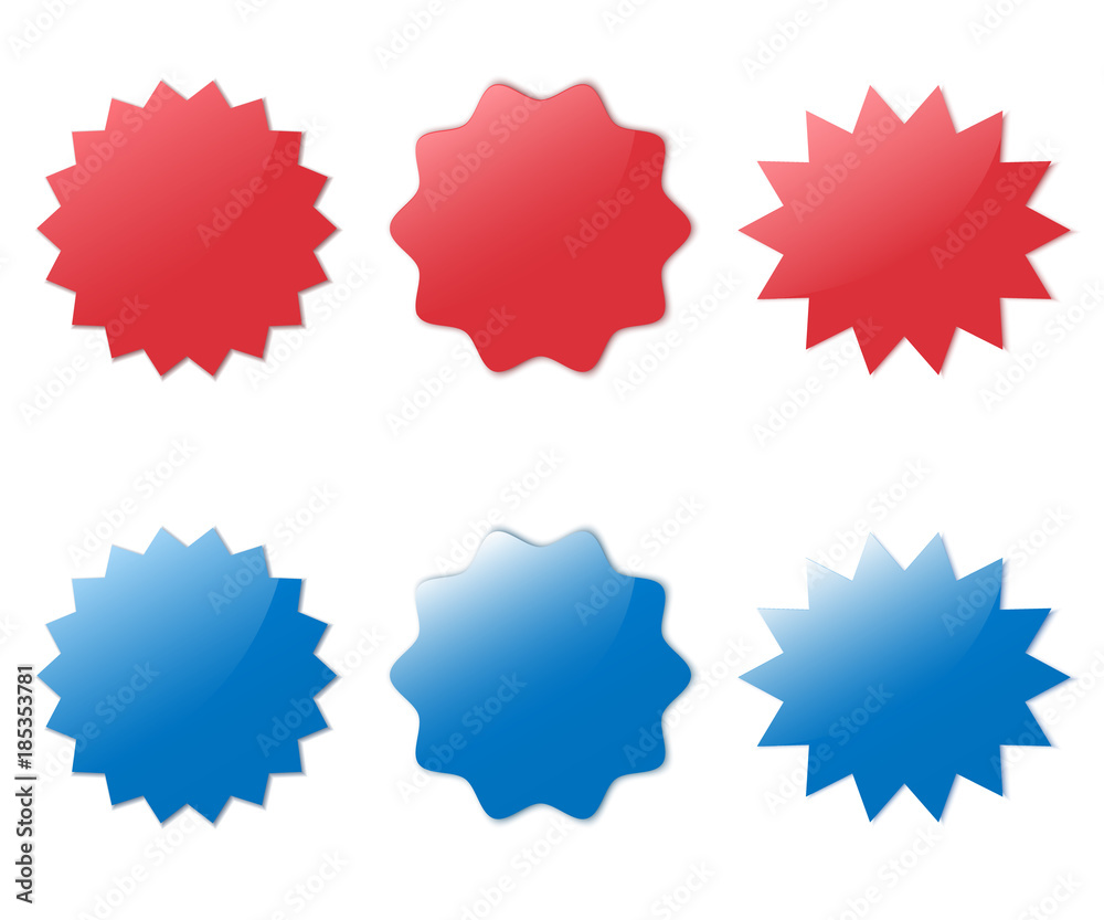 Red and blue starburst. Red and blue starburst.