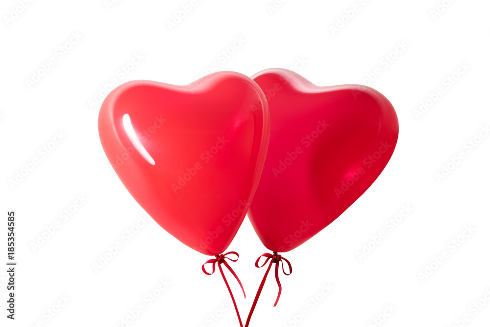 Red heart balloon isolated on a white background.