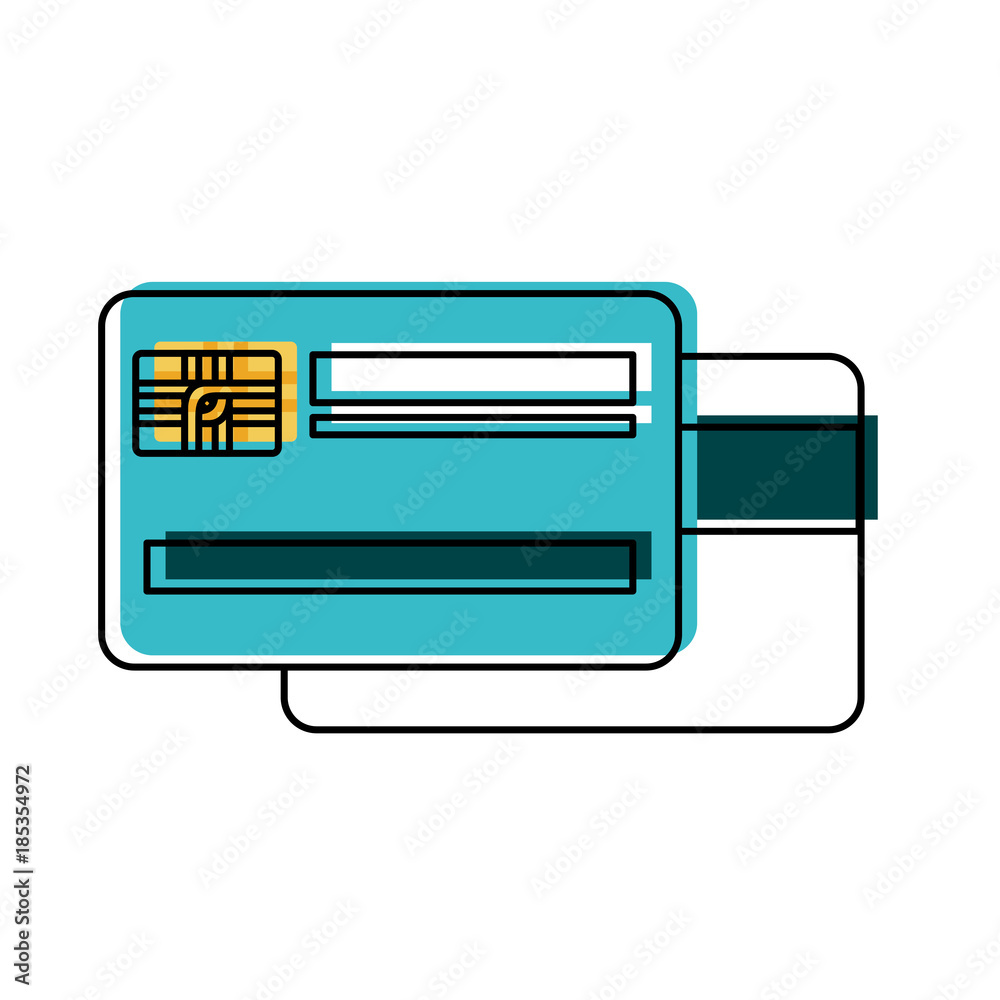 credit card both side in watercolor silhouette credit card both side in watercolor silhouette