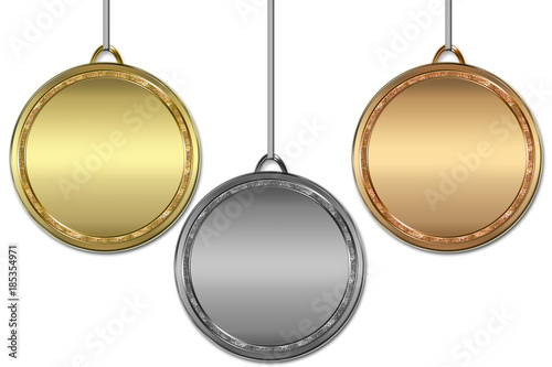 Medallas de plata, oro y bronce. 
