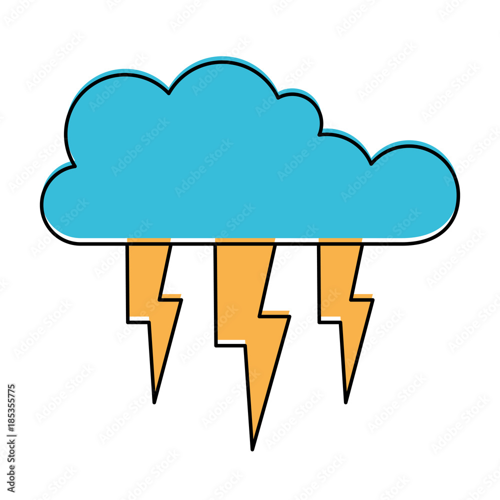 cloud with lightnings in watercolor silhouette cloud with lightnings in watercolor silhouette