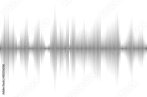 Digital sound equalizer with black dots on white background. Vector illustration.