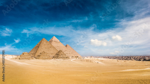 Panorama of the Great Pyramids of Giza  Egypt