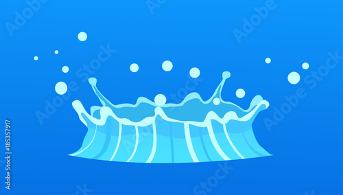 Blue Geyser Flow of Water from under Earth Drawing