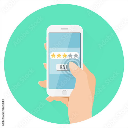 Smartphone mittelmäßige Bewertung mit Sternen Flat Design Icon
